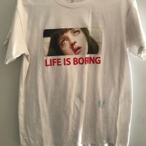 LIFE IS BORING Pulp Fiction Mia Wallace Shirt